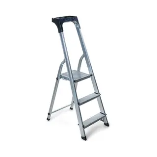 Wicotex-Huishoudtrap - Keukentrap 3 Treden - Aluminium - Extra Verdikt Aluminium - Voor Particulier En Professioneel Gebruik