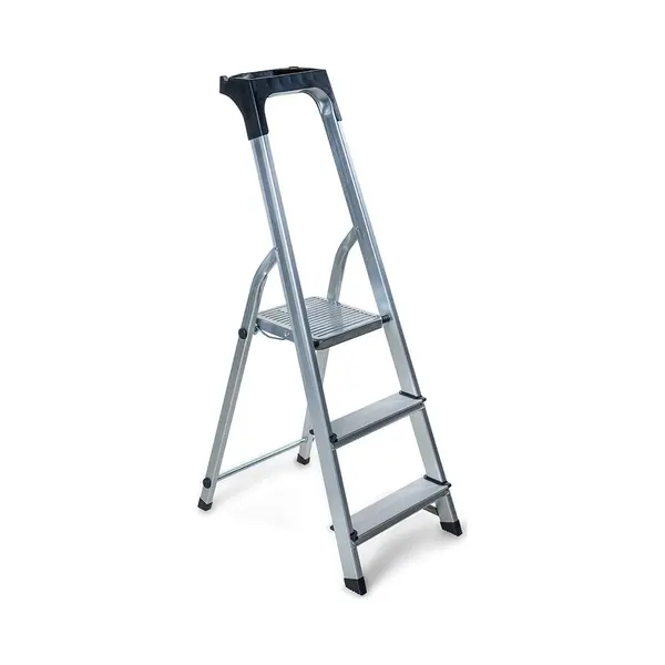 Wicotex-Huishoudtrap - Keukentrap 3 Treden - Aluminium - Extra Verdikt Aluminium - Voor Particulier En Professioneel Gebruik thumbnail