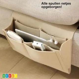 *** Bedside Pocket Opbergzak Beige - Tijdschriftenhouder - Opbergzak - Bank Organizer Opberger 27 X 21 X 10 Cm - Van Heble® ***