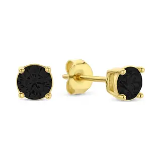 New Bling 9NB-1176 Zilveren Oorknopjes Met Zirkonia Steentje 4mm - Zwart - Zilver - Verguld/Goud Op Zilver