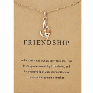 Bixorp Luck Dames Ketting Met Gouden Anker - "Friendship" - 45/50cm - Cadeau Voor Vrouw - Goudkleurig