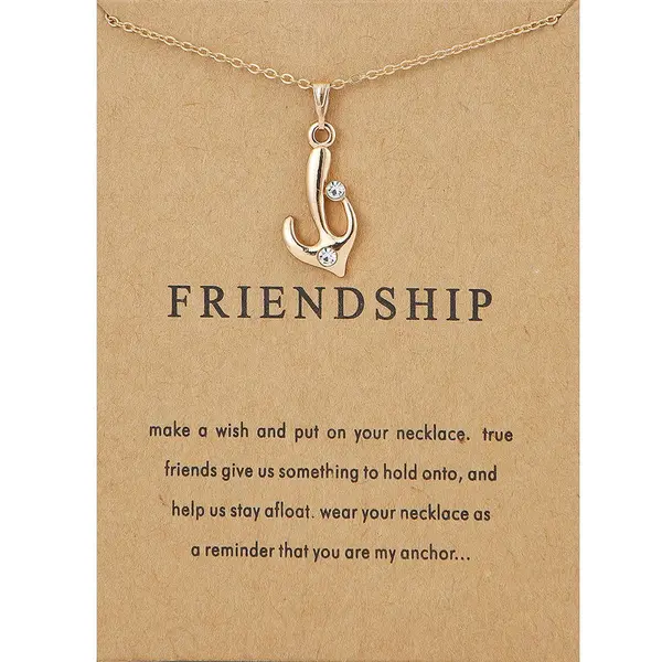 Bixorp Luck Dames Ketting Met Gouden Anker - "Friendship" - 45/50cm - Cadeau Voor Vrouw - Goudkleurig thumbnail
