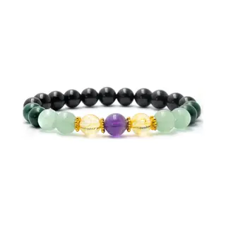 Bixorp Gems Malachiet + Citrien + Amethist + Aventurijn + Onyx Edelstenen Armband - 8mm / 18cm - Om & Om Edelsteen Kralenarmband