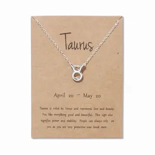 Bixorp Stars Stier / Taurus Ketting - Zilverkleurige Ketting Op Cadeau Kaartje - Sterrenbeeld / Zodiac Hanger