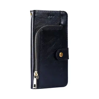 Jvs Products Hoesje Geschikt Voor IPhone 15 Plus - Bookcase - Koord - Pasjeshouder - Portemonnee - Rits - Kunstleer - Zwart
