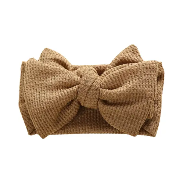 Haar In Stijl® Haarband Hiba Khaki - Brede En Zachte Baby Haarband Met Een Strik - Meisjes Haaraccessoires - Winter Dik Stof Breed Geribbeld Gebreid thumbnail