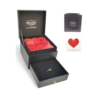 Qwality® Rozen In Luxe Giftbox Mét Liefdes Ring Maat M - Valentijn - Moederdag - Cadeau Voor Vriendin Moeder Haar