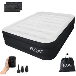 Float VersaVento - Luchtbed Met Ingebouwde Elektrische Pomp - Snel Opgeblazen In 3 Min - 203 X 152 X 45 Cm - Zwart/beige (2 Persoons)