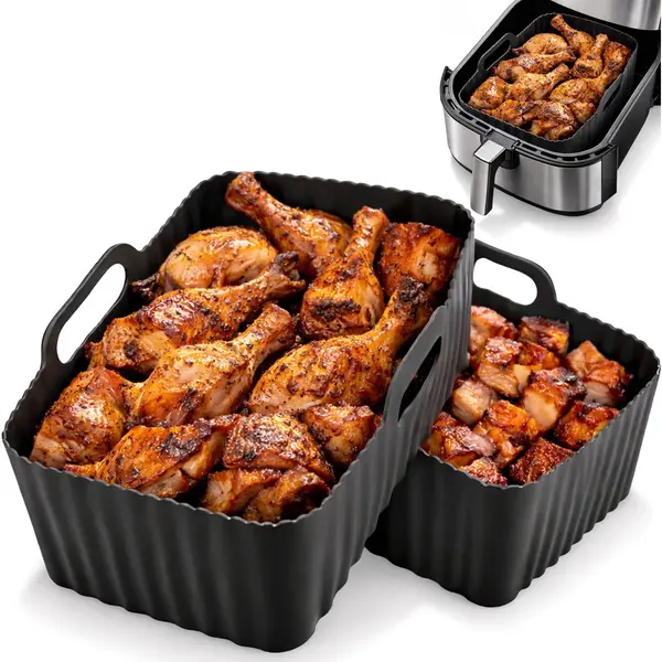 Luft Airfryer Bakjes Siliconen - 2 Stuks - Heteluchtfriteuse - Accessoires - Bakpapier - Geschikt Voor Xxl Philips, Ninja, Inventum - Mand - Veilig thumbnail