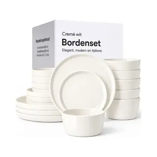 Luft Serviesset 6 Persoons - Restaurant Bordenset - Kommen - Eetborden - Modern - Massief Aardewerk, Keramiek - Creme/beige/wit - 18 Delig