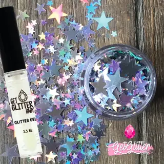 GetGlitterBaby® - Biologische / Biologisch Afbreekbare Zilveren Sterren Chunky Festival Glitters Voor Lichaam En Gezicht Jewels / Biodegradable Face