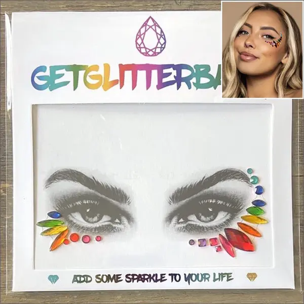 GetGlitterBaby® - Glitter Face Jewels / Festival Glitters / Strass Glitter Steentjes / Plak Diamantjes Voor Gezicht / Rhinestones - Gay Pride / thumbnail
