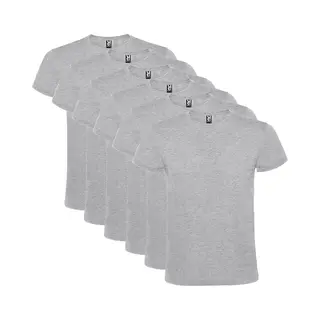 6 Pack Roly T-Shirt 100% Katoen, Single Jersey, 150 Gsm Ronde Hals Heather Grijs Maat 3XL