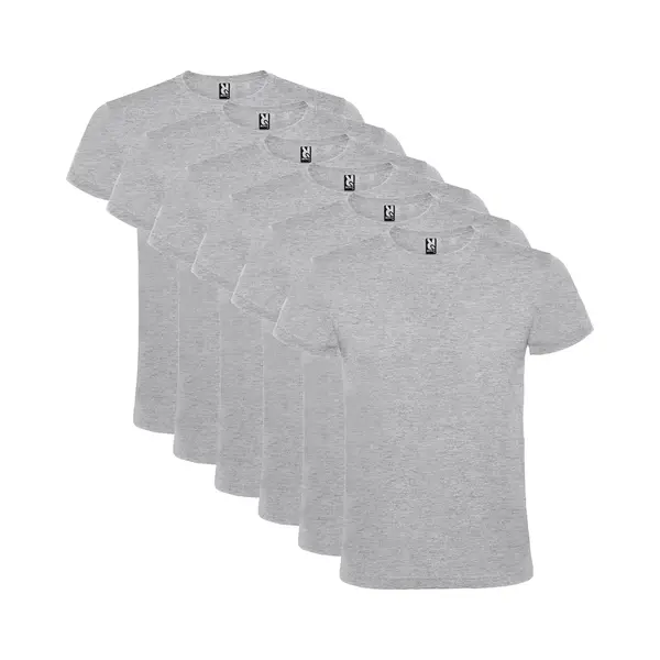 6 Pack Roly T-Shirt 100% Katoen, Single Jersey, 150 Gsm Ronde Hals Heather Grijs Maat 3XL thumbnail