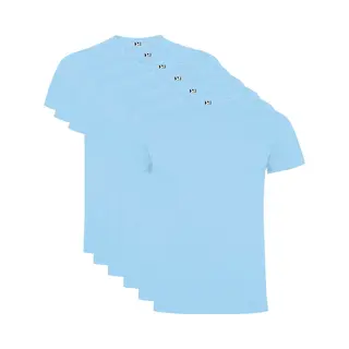 6 Pack Roly Dogo Premium Heren T-Shirt 100% Katoen Ronde Hals Licht Blauw, Maat L