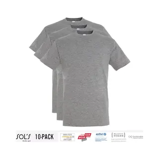 3 Pack Sol's Heren T-Shirt 100% Biologisch Katoen Ronde Hals Grijs Maat Xxl