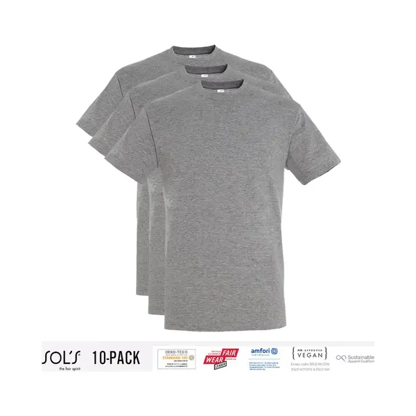 3 Pack Sol's Heren T-Shirt 100% Biologisch Katoen Ronde Hals Grijs Maat Xxl thumbnail