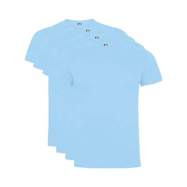 4 Pack Dogo Premium Unisex T-Shirt Merk Roly 100% Katoen Ronde Hals Licht Blauw, Maat Xxl thumbnail