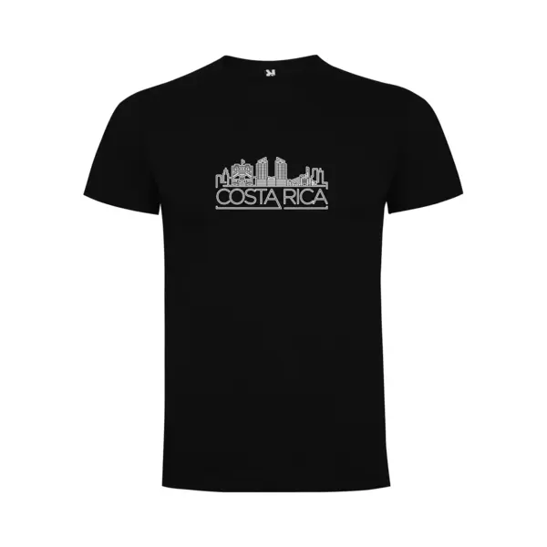 Zwart T-Shirt Met “ Skyline Costa Rica – Vakantiegevoel – Strak – Modern “ Print Full Color Maat 2XL thumbnail