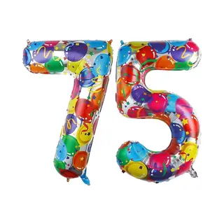 Q2P Cijfer Ballonnen Ballon Cijfer 75 Verjaardag Versiering Feest Helium Ballonnen Cijferballon Folieballon Kleur Xl Formaat