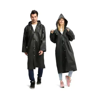Festival Regenjas - Zwart | Unisex Eva Capuchon Poncho | Lichtgewicht / Waterdicht | Fashion Favorite