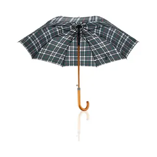 discountershop Paraplu Geruit Groen - Ø 105cm - Paraplu Houten Handvat - Regenparaplu - Windproof Klassiek