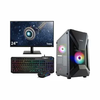LalaShops Amd Ryzen 5 Rgb Budget Game Pc Set Compleet Met 24" 1ms Scherm - Toetsenbord En Muis - 16GB (2x8, 2933MHz) Ram - 1TB M.2 Ssd - Rx Vega 11 - Wifi -