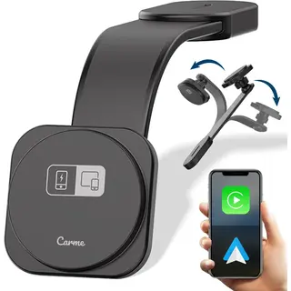 CarMe 4-in-1 CarPlay Dongle Pro - Mit Drahtlosem Ladegerät - Wireless CarPlay & Android Auto - Android Auto Dongle - MagSafe Autohalterung - Schwarz
