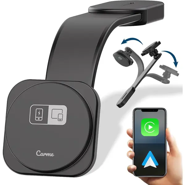 CarMe 4-in-1 CarPlay Dongle Pro - Mit Drahtlosem Ladegerät - Wireless CarPlay & Android Auto - Android Auto Dongle - MagSafe Autohalterung - Schwarz thumbnail