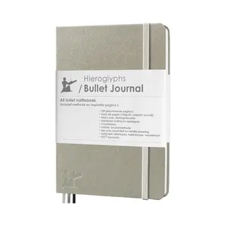 Hieroglyphs Bullet Journal - A5 Notitieboek - 100 Grams Papier - Hardcover Notebook Dotted - Met Handleiding En Inspiratie - Nederlands - Zilver