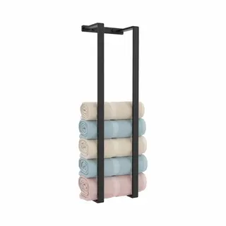 Via Fectio® Handdoekrek Mat Zwart – Rvs Wandrek Badkamer – Handdoekenrek Voor 10+ Handdoeken – Industrieel – 70×20×14 Cm