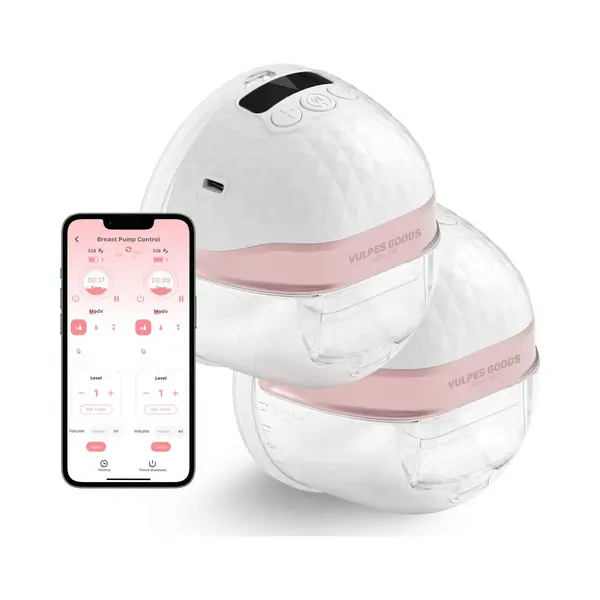 Vulpes Goods® BabyCare Doppelte Elektrische Kabellose Milchpumpe - Freihändig & Tragbar - Mit App-Steuerung - Bpa-frei thumbnail