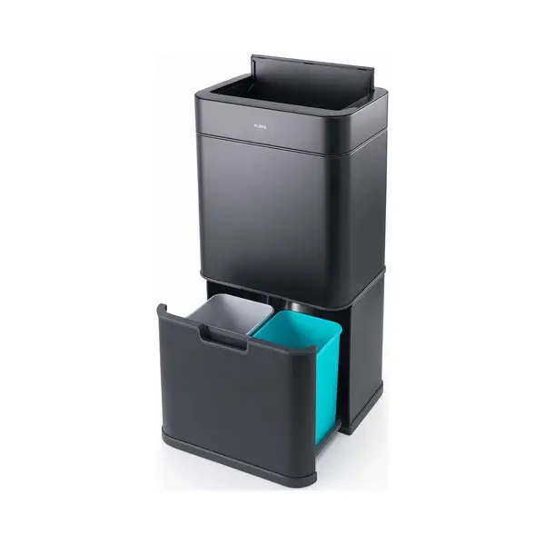 Flinq Senzaro Sensor Mülleimer 3 Fächer Aus Edelstahl (2×12L + 36L) – 60L Abfalltrennsystem Für Küche - Automatisch - Schwarz thumbnail