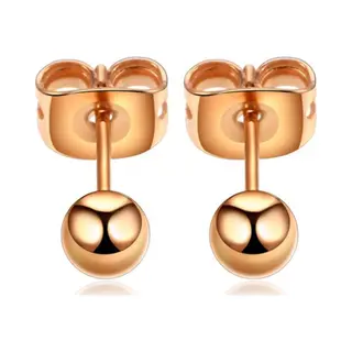 No Evil Rose Gold Titanium Oorknopjes Met 4mm Bolletje Allergievrij Unisex
