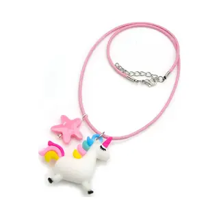 No Evil Kinderketting Meisjes Roze Waxkoord Met Unicorn Hanger 4x4 Cm En Ster