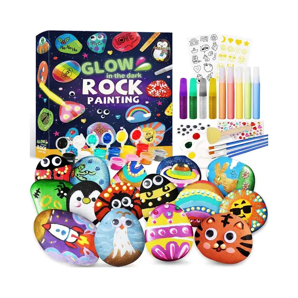 Glow-in-the-Dark Stenen Schilder Set - Creatieve Hobbyset Voor Kinderen thumbnail