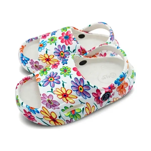 Attrezzo® Slippers - Badslippers - Klompen - Clogs - Kinderen - Maat 30-31 - Bloemen thumbnail