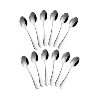 Fako Bijoux - 12x Ovale Koffielepel Xl / Dessertlepel Classic - Ovale Lepels - 14cm - Zilver - 12 Stuks