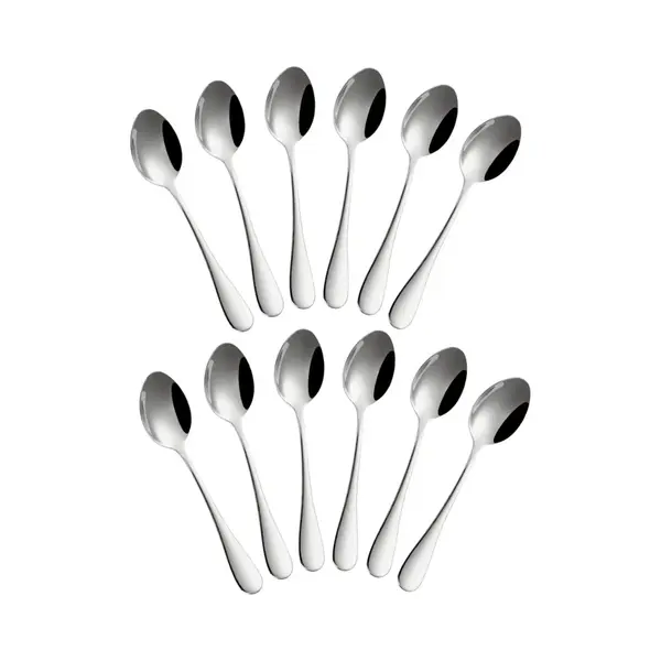 Fako Bijoux - 12x Ovale Koffielepel Xl / Dessertlepel Classic - Ovale Lepels - 14cm - Zilver - 12 Stuks thumbnail