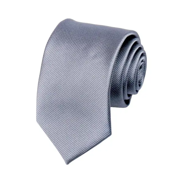 Fako Fashion - Brede Stropdas - Gestreept - Ribstructuur - 100% Zijde - Effen - 8cm - 145cm - Donkergrijs thumbnail
