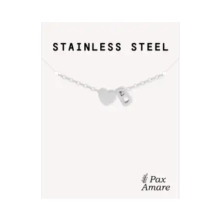 Letter B Armband Zilverkleurig - Stainless Steel - Initiaal & Hartje Hanger - Initialen Armband Op Cadeau Kaartje - Pax Amare - 15, 5cm + 5cm