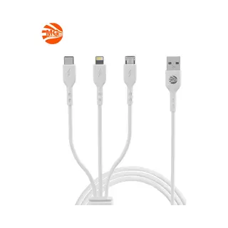 Mg Telecom Mg - Oplaadkabel 3 In 1 Wit - Lightning/Usb-C/MicroUSB - Geschikt Voor IPhone, IPad En Android Apparaten