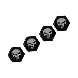 Waledano® Premium Auto Ventieldopjes - Punisher - Ventiel - Wit - Autoventieldoppen - Wiel - Banden Accessoires - Universele Ventieldoppen - Motor -