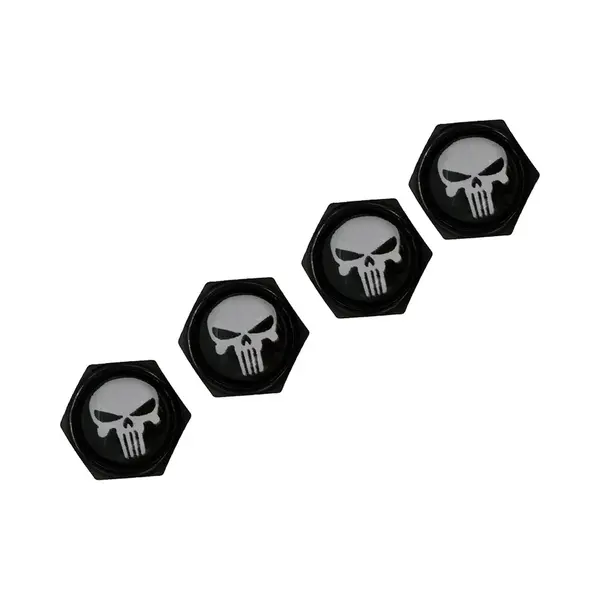 Waledano® Premium Auto Ventieldopjes - Punisher - Ventiel - Wit - Autoventieldoppen - Wiel - Banden Accessoires - Universele Ventieldoppen - Motor - thumbnail