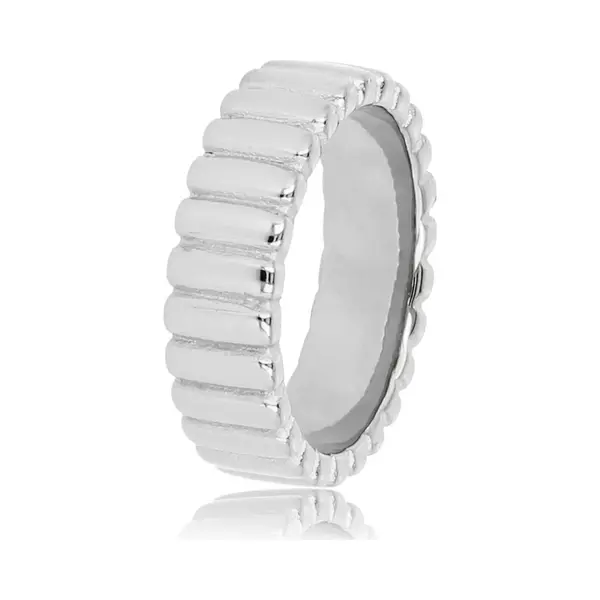 My Bendel - Zilverkleurige Ring Met Ribbels - Zilverkleurige Ring - Stijlvolle Ribbels - Tijdloze Charme - Met Luxe Cadeauverpakking | Sieraden Voor thumbnail
