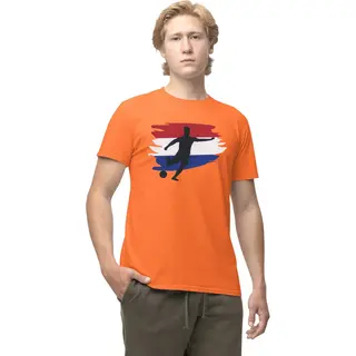 Starry Indigo Oranje Heren Crack Print T-Shirt - Nederlands Elftal Voetbal T-Shirt Met Korte Mouwen - Holland - Nederland – Ek-Wk-Olympische Spelen Maat S