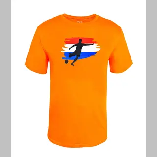 Starry Indigo Oranje Heren Crack Print T-Shirt - Nederlands Elftal Voetbal T-Shirt Met Korte Mouwen - Holland - Nederland – Ek-Wk-Olympische Spelen Maat L