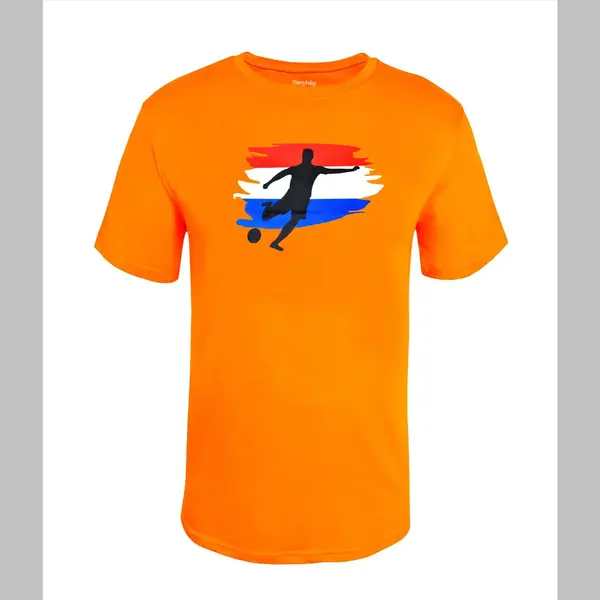 Starry Indigo Oranje Heren Crack Print T-Shirt - Nederlands Elftal Voetbal T-Shirt Met Korte Mouwen - Holland - Nederland – Ek-Wk-Olympische Spelen Maat L thumbnail