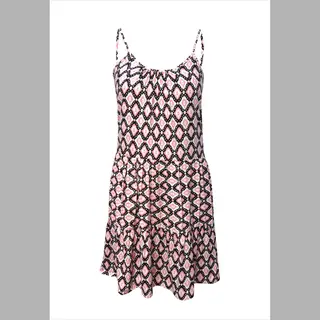 Starry Indigo Zomerjurken Dames- Korte Strandjurken Ibiza Stijl | Zwart-Roos | Maat L/40