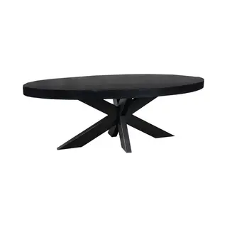 Lizzely Garden & Living Salontafel Ovaal Mangohout 130cm Jimmy Zwart Duurzaam Hout Mango Ovale Bijzettafel